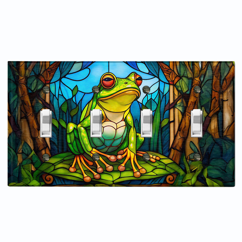 Couvercle de plaque d'interrupteur en métal; Impression à bascule standard à 4 bandes US - grenouille en verre coloré