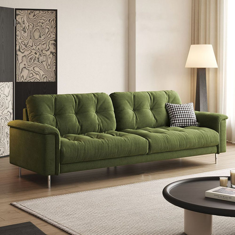 Green Polyester Standard Sofa, 33.86" H x 74.8" W x 38.58" D, Green