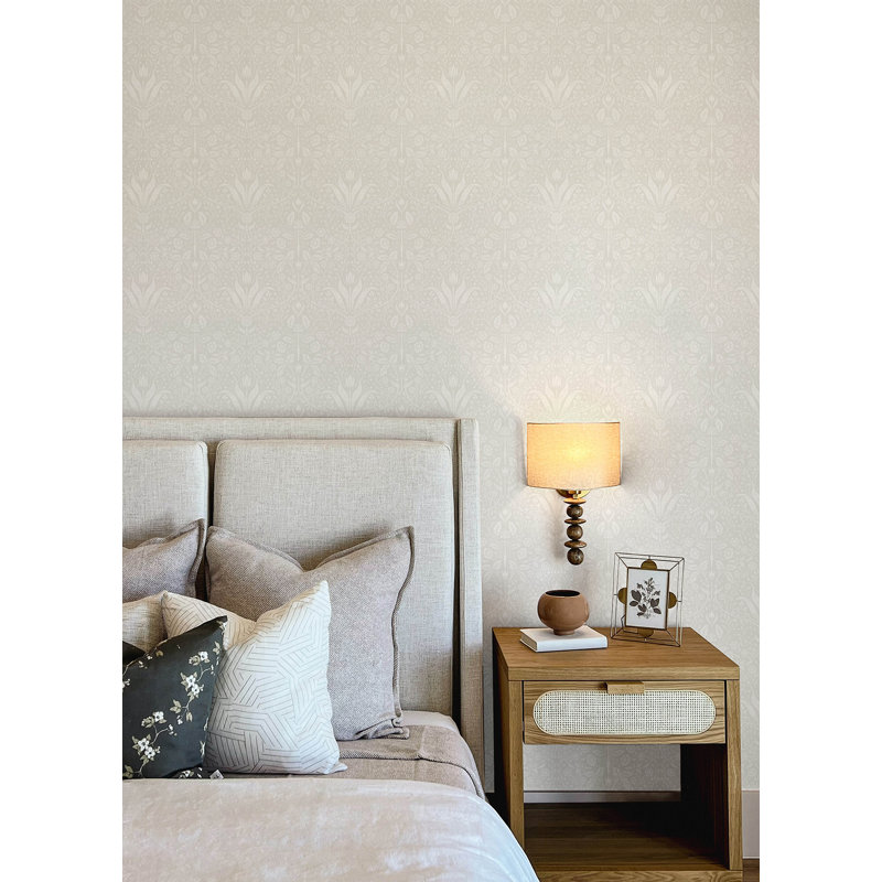 Floral Wallpaper Double Roll, Light Neutral