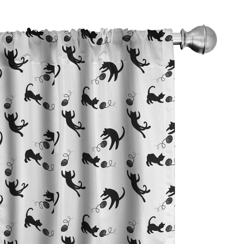 Cat Curtains Semi-Sheer Rod Pocket Single Curtain Panel, 28" x 63"