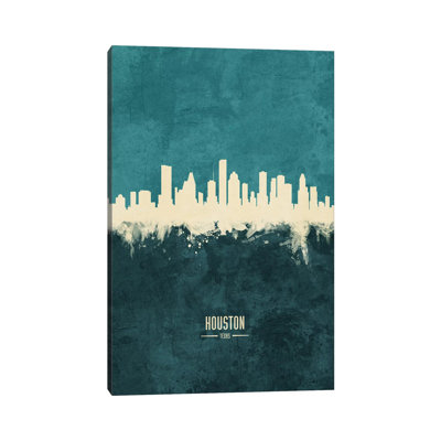 Houston Texas Skyline by Michael Tompsett - 1 Piece Wrapped Canvas Wall Art