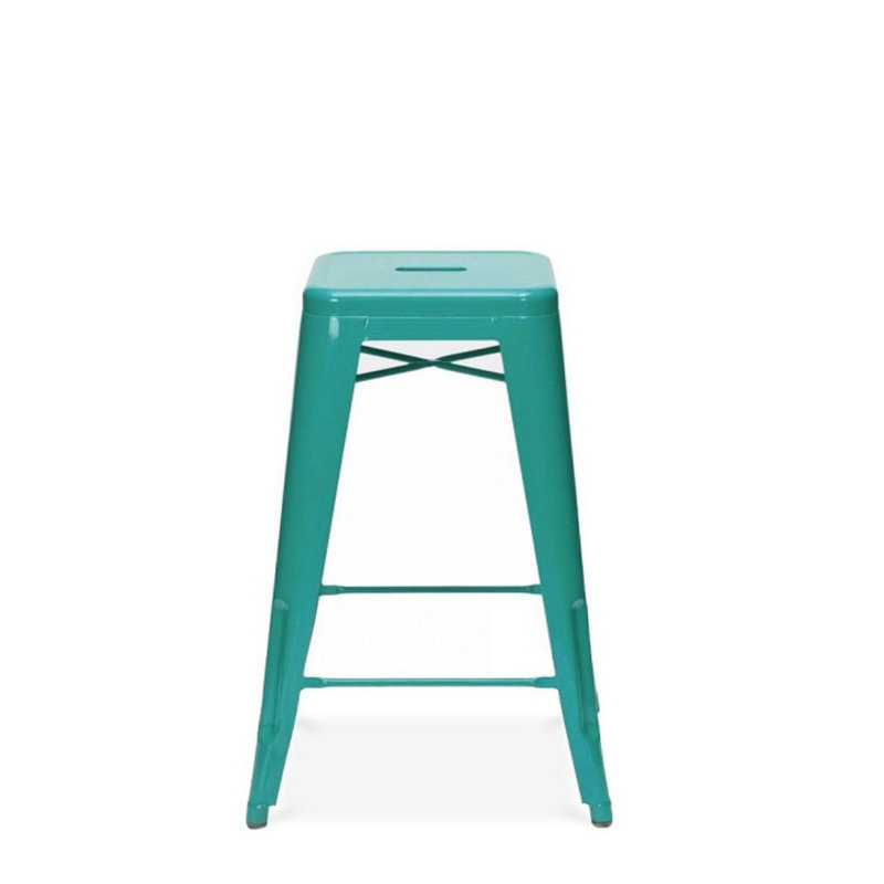 Counter Stool with Metal Frame, 3, Turquoise, Counter Stool (26" Seat Height)