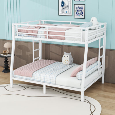 Metal Bunk Bed with Under-Bed Storage, Dual Ladders and Safety Guardrails