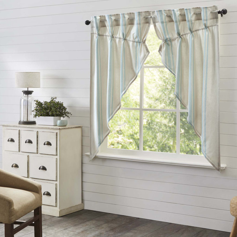 Tana Cotton Blend Room Darkening Curtain Panel Pair, 36" W x 63" L, Aqua