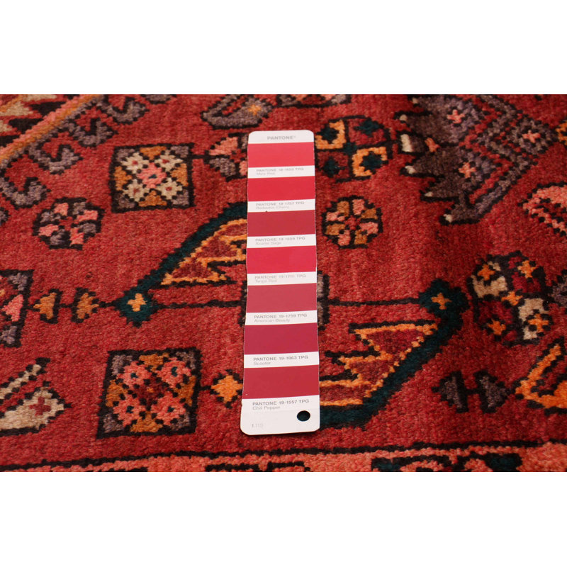 Tapis rouge en laine des années 1990 de 4 pi 7 po x 8 pi 10 po Yalani