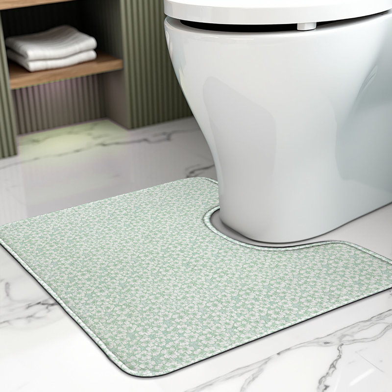  Tapis de salle de bain en U Luau - vert menthe et blanc 20 po