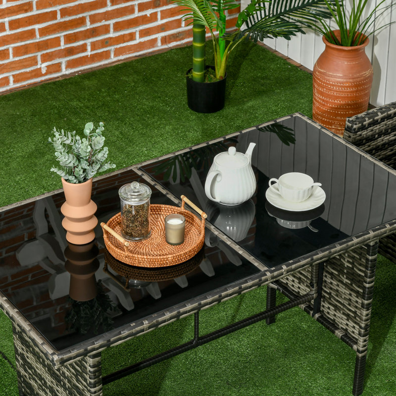 Wicker 5 - Person Patio Conversation Sets with Cushions