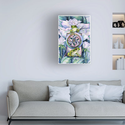 Art mural sur toile tendue - «Frogs and Roses» de Jody Bergsma pour décoration de salon, de chambre à coucher ou de bureau - 16 x 24