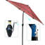 Parasol 9 pi avec de belles rayures rouges - Fonction d'assemblage facile
