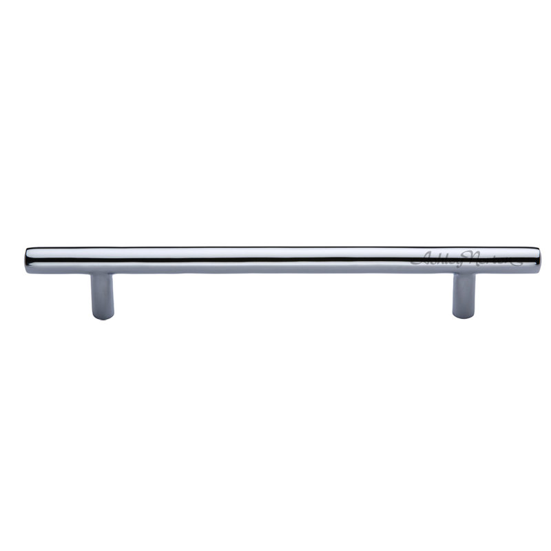 Modern Polished Chrome Solid Brass Bar Pull with Mounting Hardware