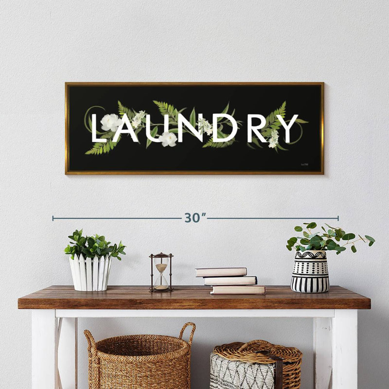 Laundry Floral, Floating Frame Gold, 28" X 10"