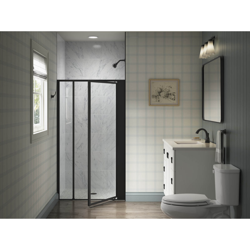 Attend 69" H Pivot Shower Door With 1/8"-Thick Glass, Black