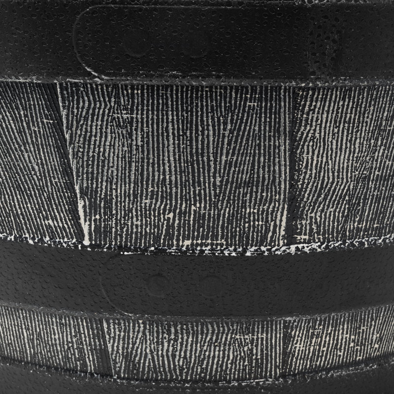  Timberline Barrel-Style Round Planter, Black, 18in