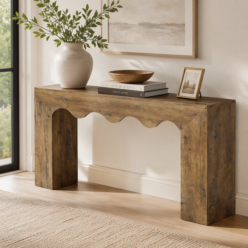 Console de 63 po, canapé d'entrée en bois avec rangement