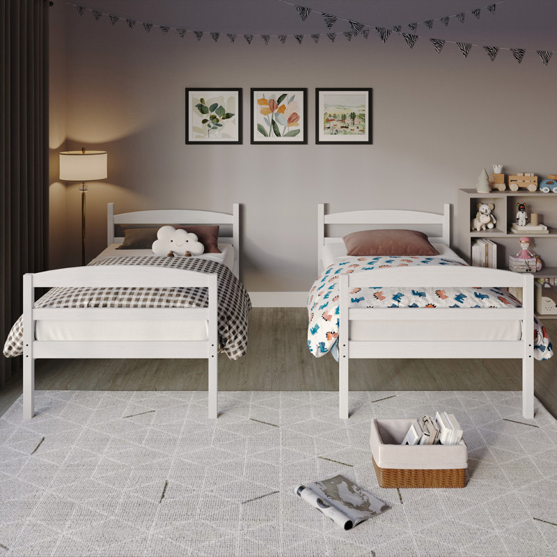 Jeananne Kids Twin Over Twin Bunk Bed, White