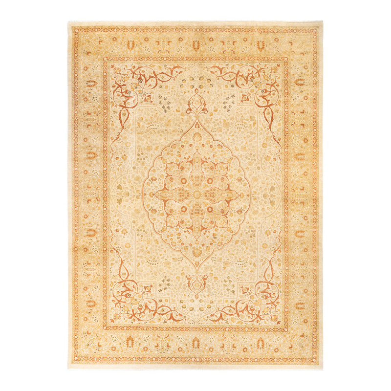 Keenan One-of-a-Kind Hand-Knotted New Age 10'2" x 13'10" Wool Area Rug in Ivory