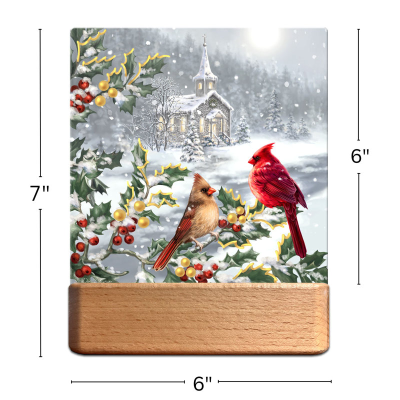 White Gold Cardinals LED Nightlight