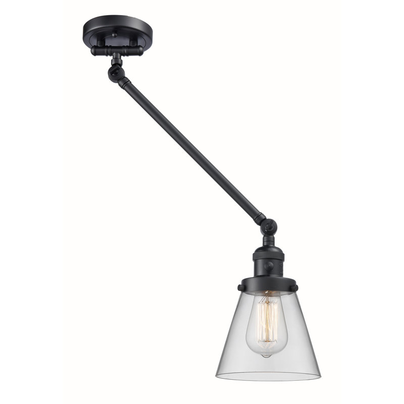 Pelkey Swing Arm Sconce, Clear, 3.5 Watt Vintage LED Bulb, Matte Black
