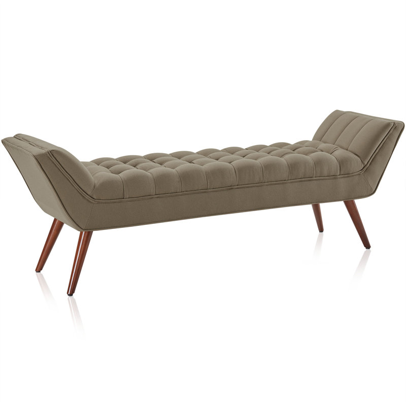 Upholstered Ottoman, Light Brown Linen