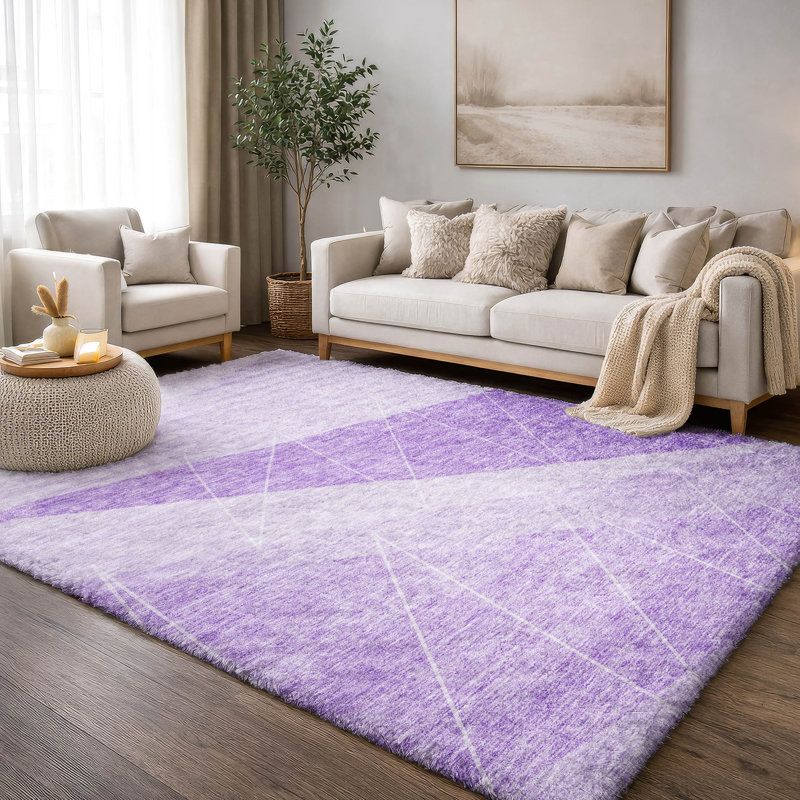 Tapis à poil long de qualité supérieure lavable à la machine ADS706, Lavande, 9 pi x 12 pi