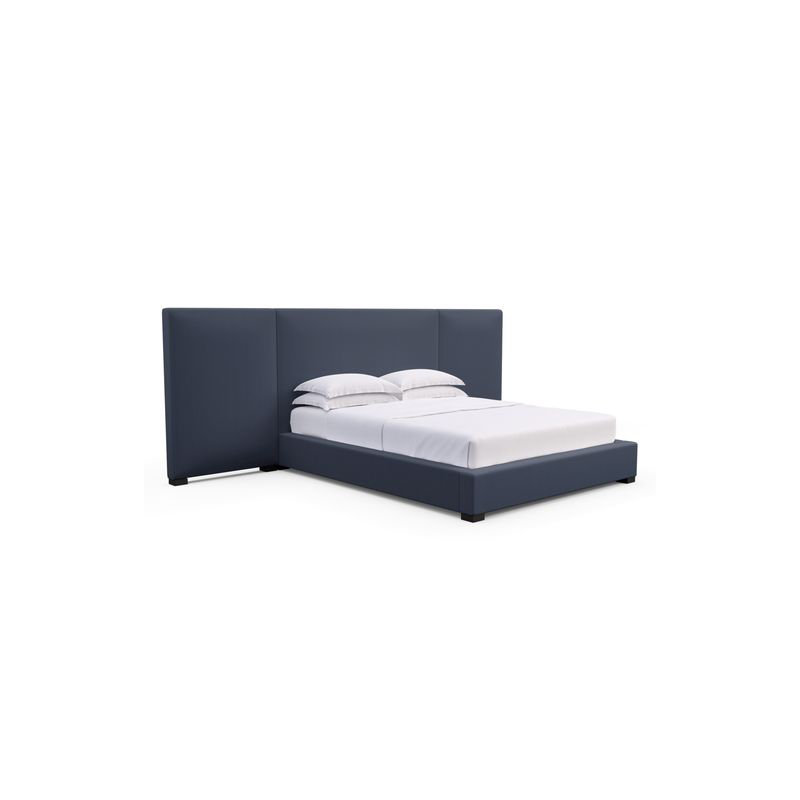Prospect Upholstered Bed, Full, Box Weave Linen Black Jack, Weathered