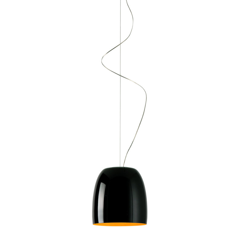1 - Light Matt White Dome Pendant, 200cm H x 30cm W x 30cm D, Black/Gold
