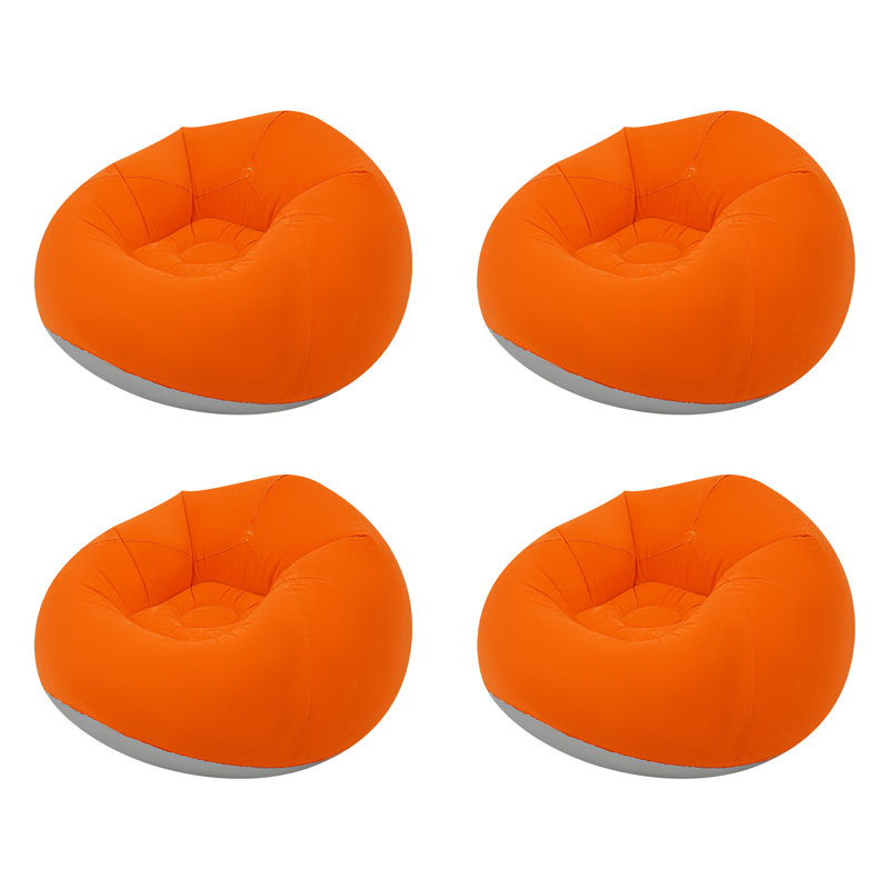Ensemble de 4 fauteuils de camping gonflables pour l'extérieur avec dossier, chaise longue portative pour patio, plage, festival