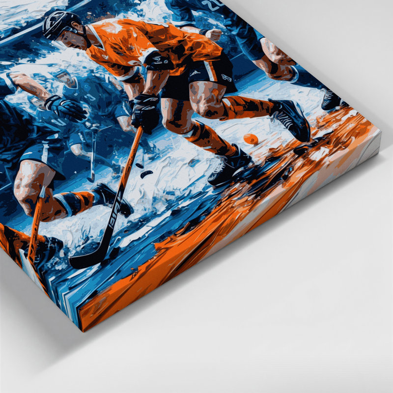 Art sur toile gris Sports Floorball, H 32 po x l 32 po