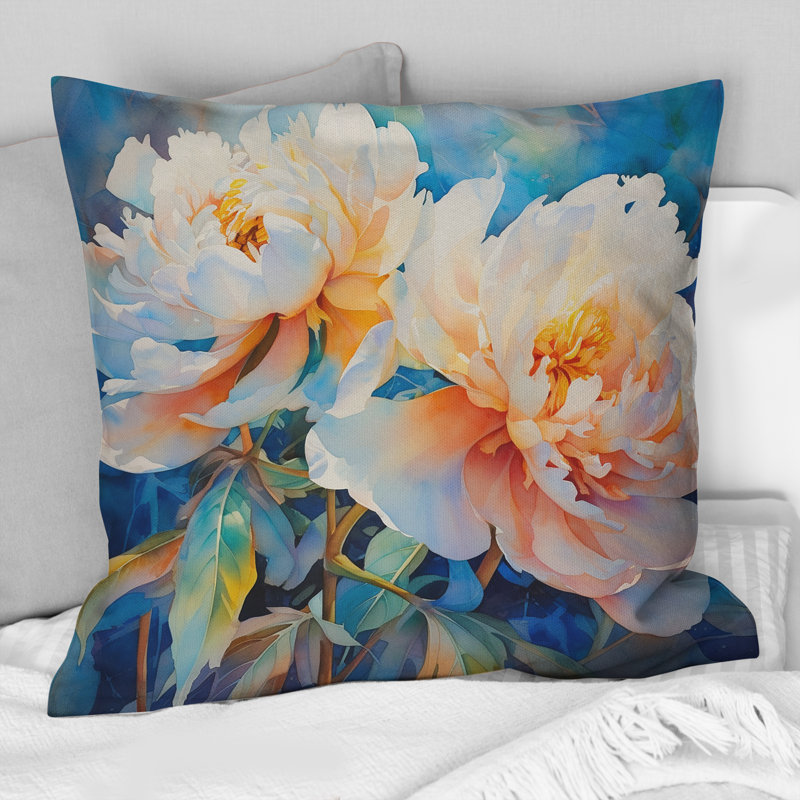 Pivoine rose captivant III - Coussin décoratif à imprimé floral