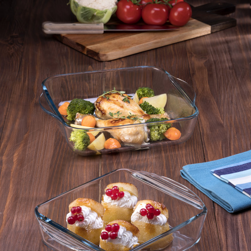 Symple Stuff Hiorulf Square Glass 4 Piece Baker Bakeware Set