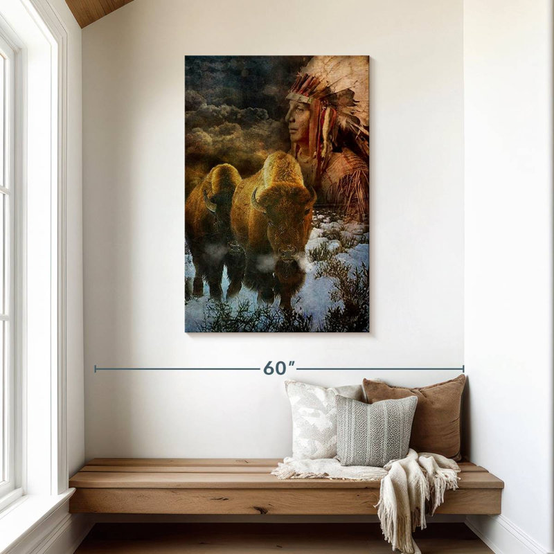 Lelar Bison And The Chief, 45" H x 30" W