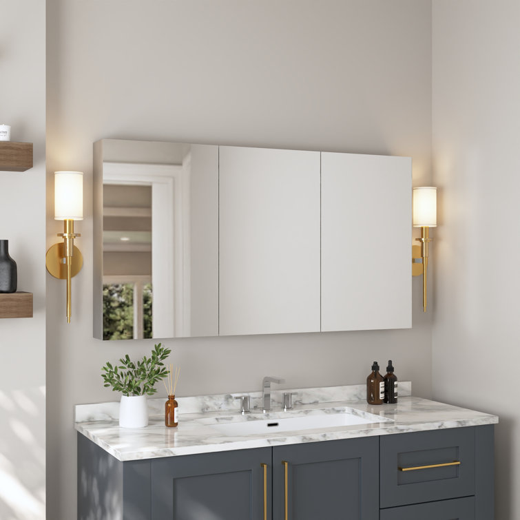 48'' W x 26'' H Surface Mount Frameless 3 Door Medicine Cabinet and 2 Adjustable Shelves