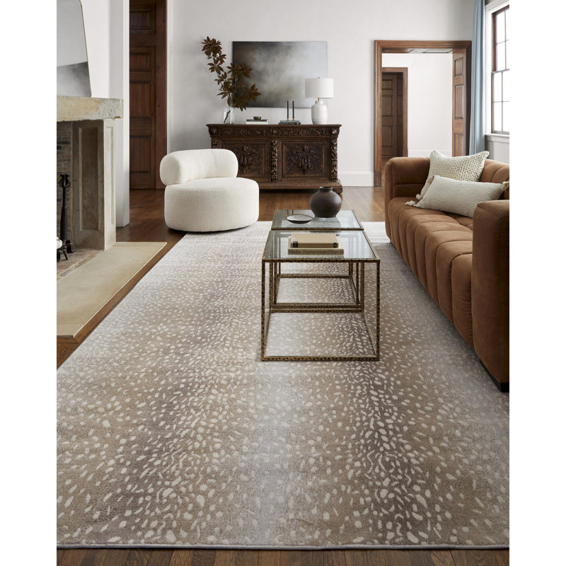Tapis chameau / gris clair Angelick, Rectangle 9 pi 10 po x 14 pi