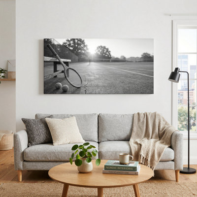Ensemble de 1 tableau sur toile représentant un court de tennis
