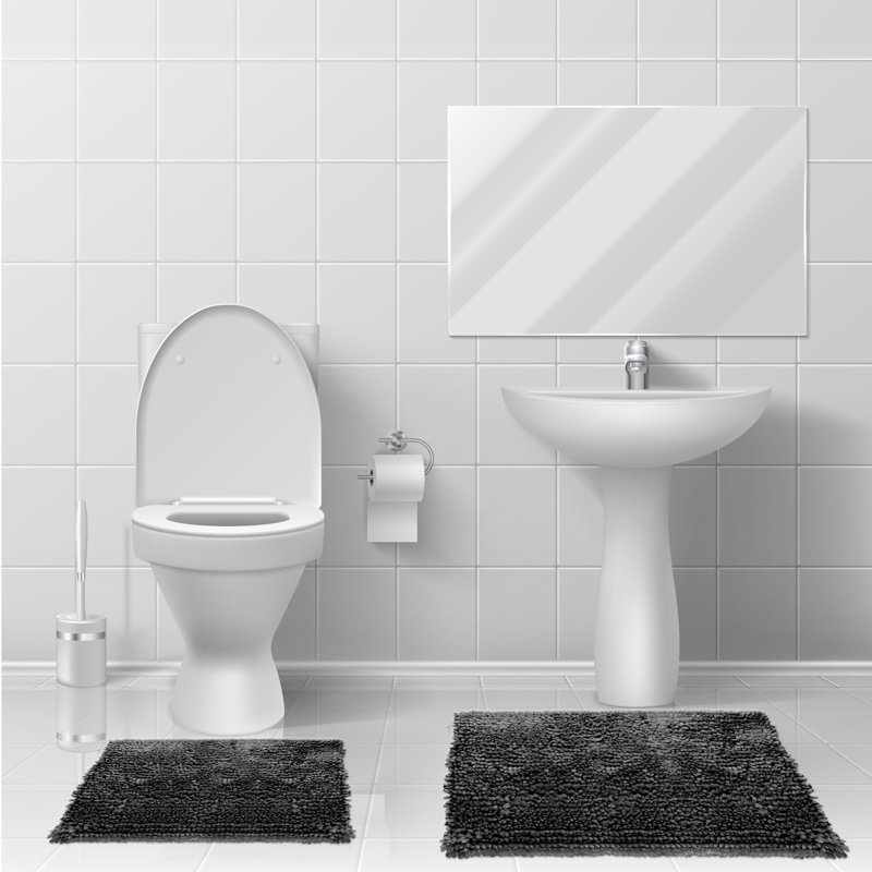 Microfiber Non-Slip Bath Rug, Charcoal