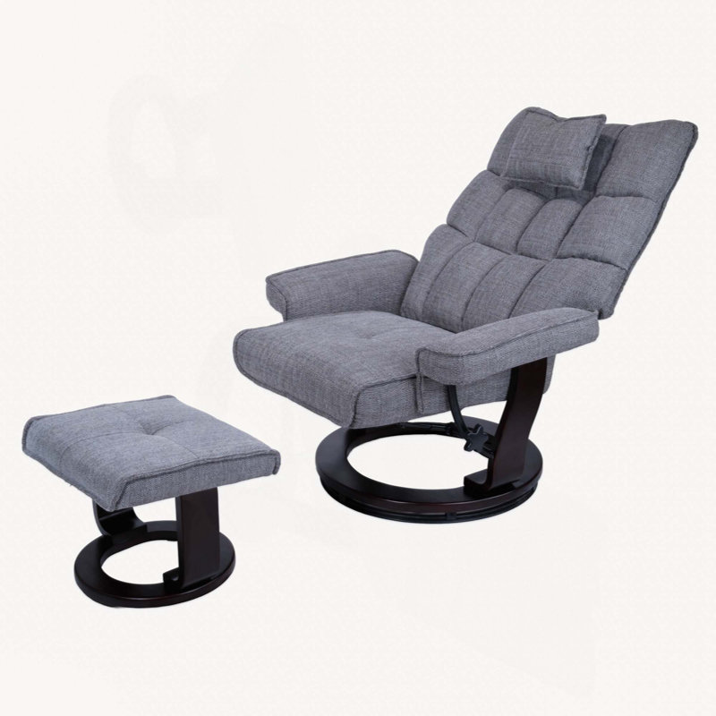 8-Point Massage Recliner With Ottoman, Heated Chenille Fabric  Reclining Chair, Bent Wood  Base, Indoor Lounge TV Chair With Footrest For Living Room And Bedroom