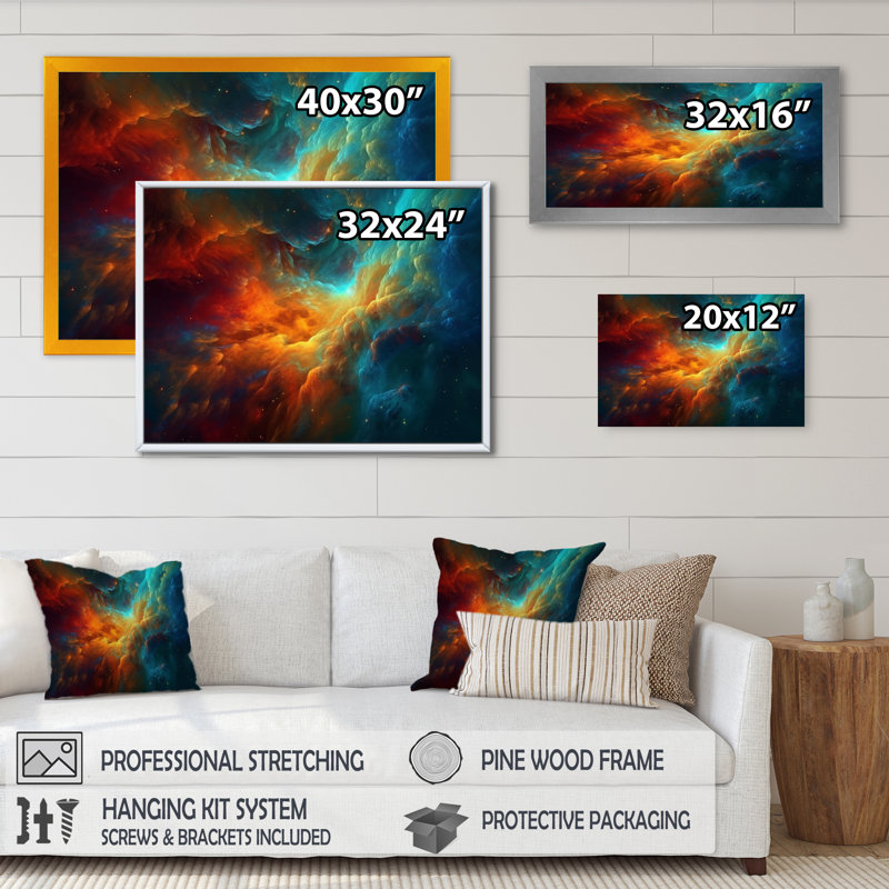 Revolution Space II sur impression sur toile, H 12 po x l 20 po x P 1 po, Cadre flottant doré