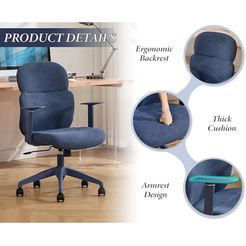 Foam Padding Office Chair, Blue