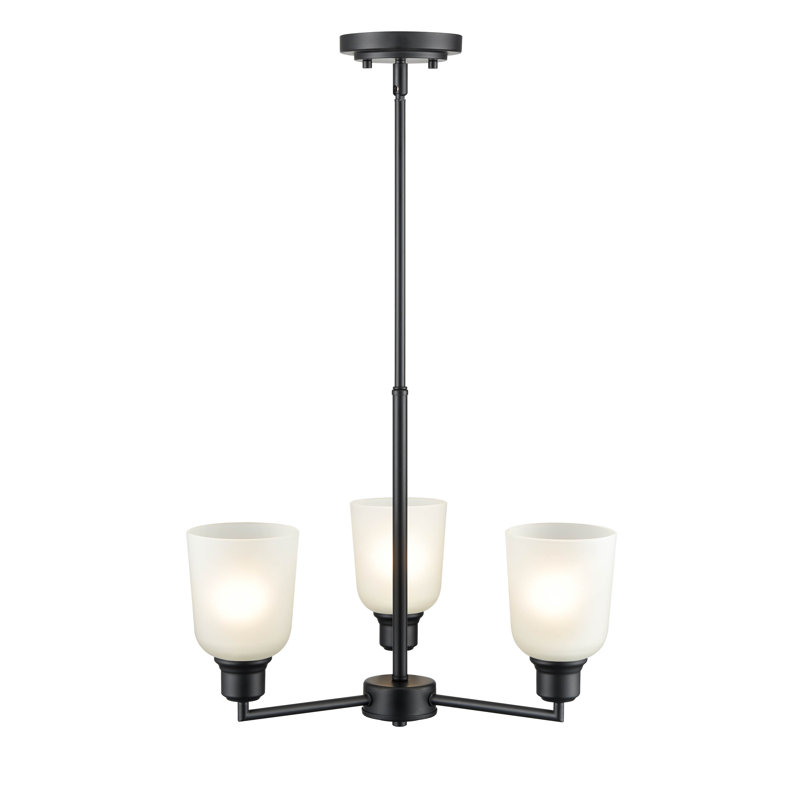 3 lumières 19,5 po Lustre noir mat