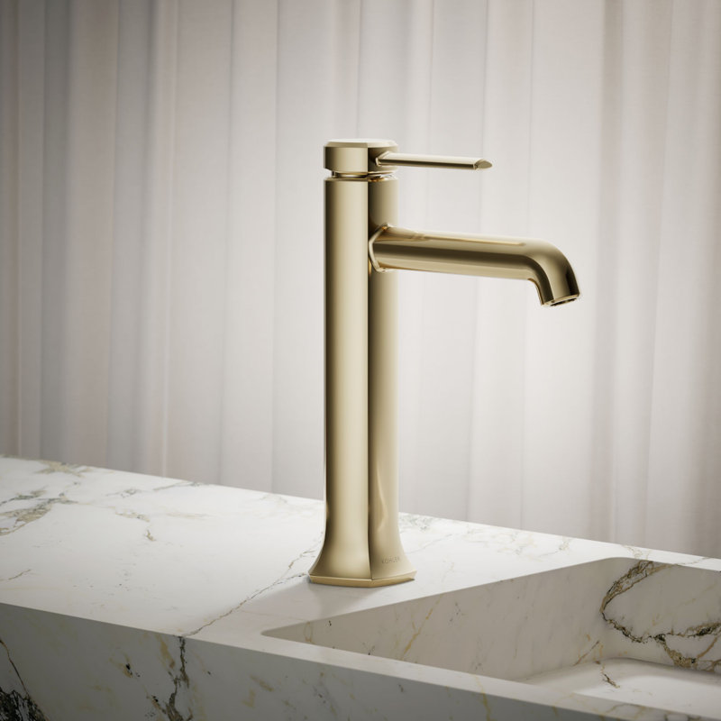 Occasion Tall Single-Handle Vessel Sink Bathroom Faucet with Drain Assembly, Vibrant French Gold, 1.2 GPM 