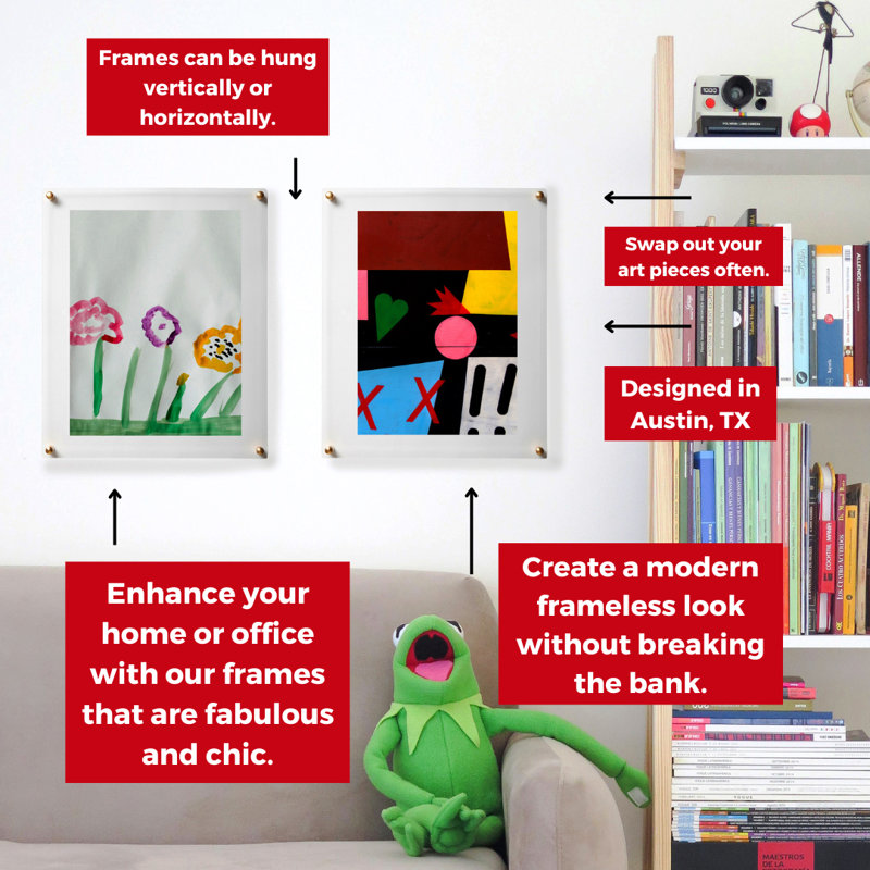 Devian Clear Acrylic Floating Picture Frame, 16" x 20", Gold