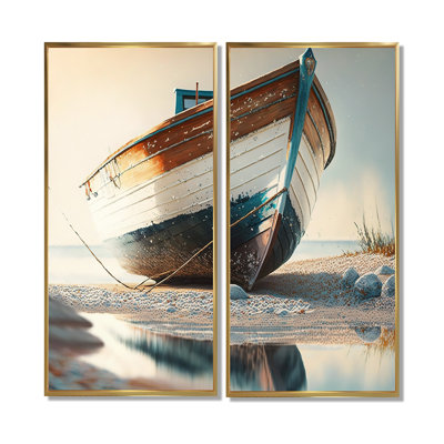 Bateau sur le rivage I - Grand bateau côtier, reproduction d'art sur toile