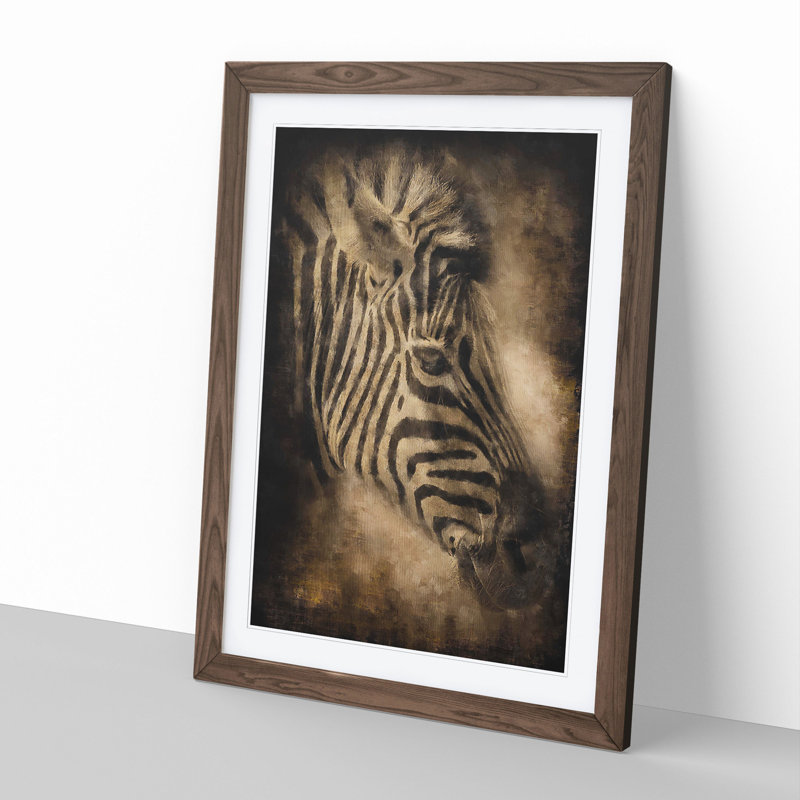 Zebra Vol.5 - Picture Frame Painting, 36cm H x 27cm W x 2cm D, Walnut