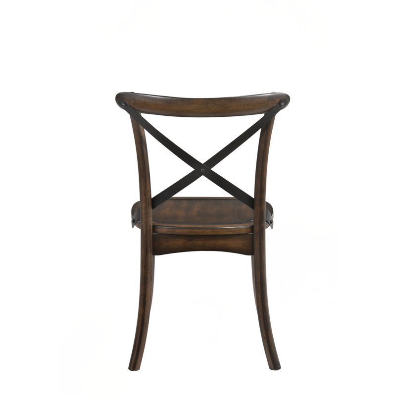 Chaise d'appoint en chêne foncé et finition en métal noir (ensemble de 2)