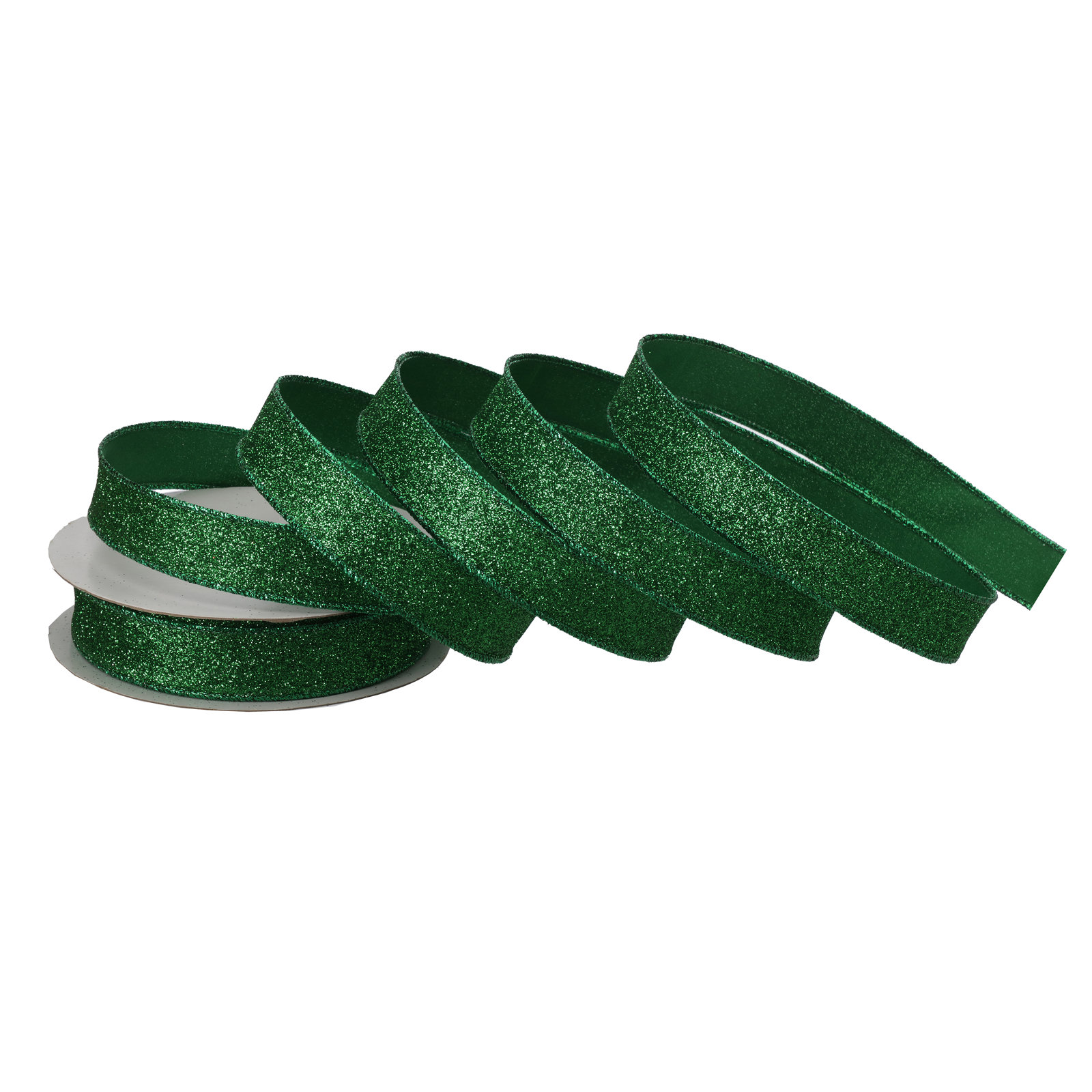 1"X20Y Wired Glitter Satin Ribbon, Green