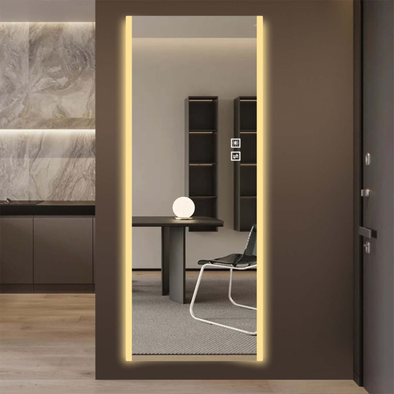 Miroir à DEL pleine longueur 65 * 21 po sans cadre avec lumière tricolore changeante, verre antidéflagrant et imagerie haute définition