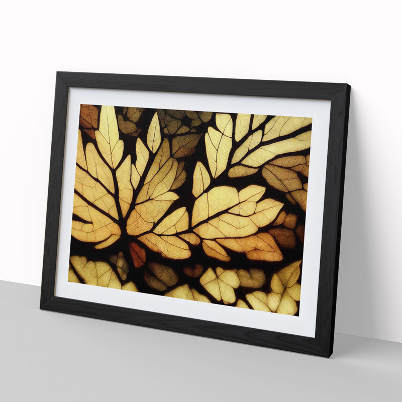 Sculptured Autumn Leaf - Single Picture Frame Painting, 46cm H x 64cm W x 2cm D, Black 
