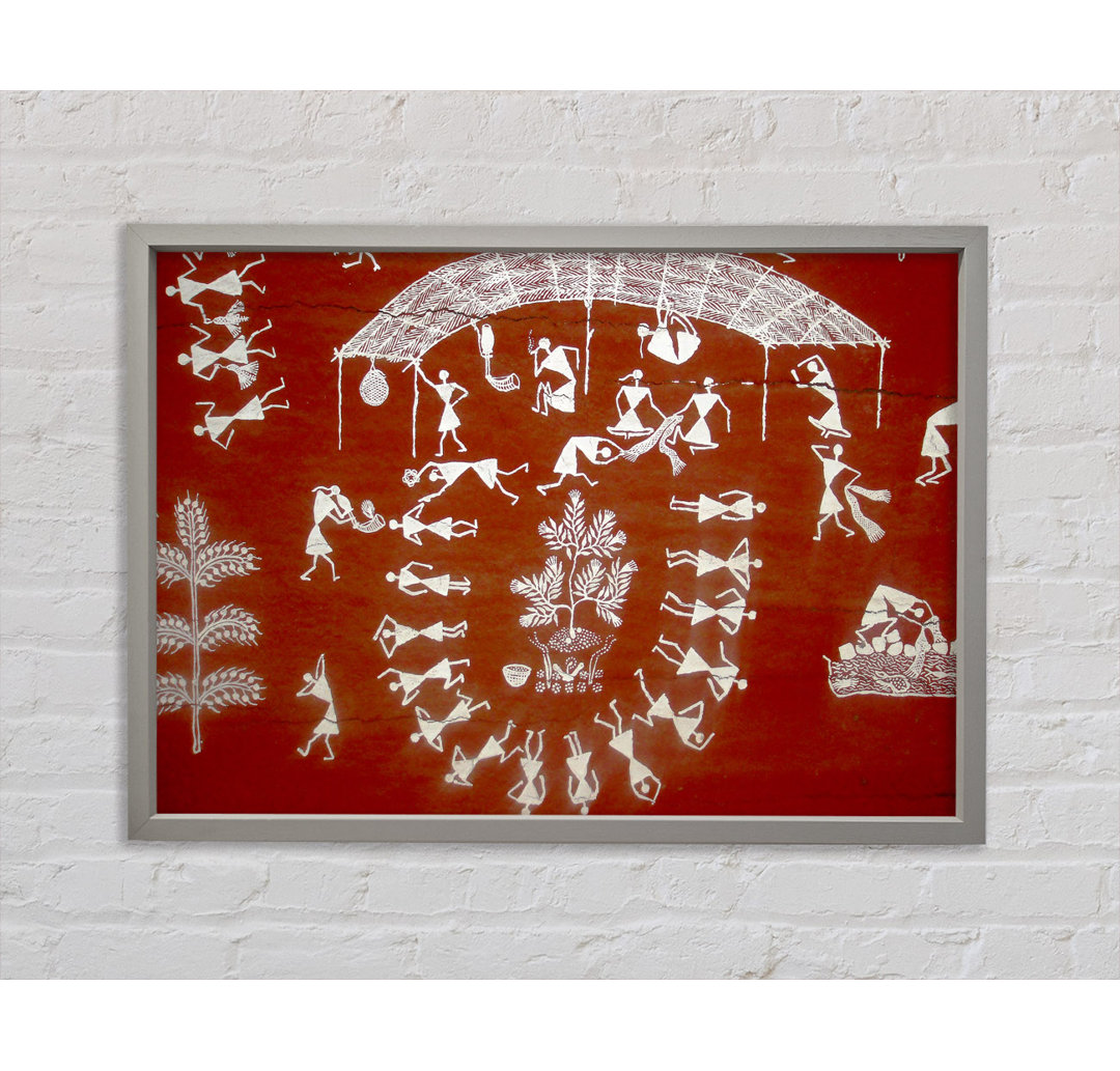 Aborigine Warli Mahabharata - Einzelner Bilderrahmen Kunstdrucke auf Leinwand