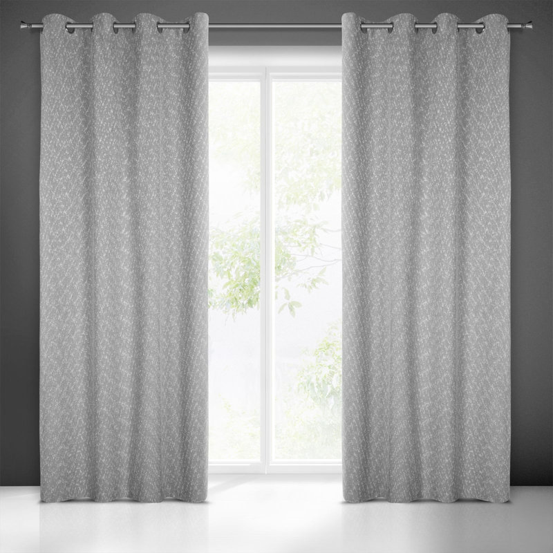 Abdulhakim Eyelet Semi Sheer Curtain, Steel