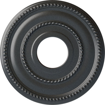 Endurathane Valeriano Ceiling Medallion, 12 1/8"OD x 3 5/8"ID x 3/4"P (Fits Canopies up to 6 1/4"), Hand-Painted Pewter Finish